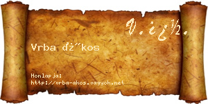 Vrba Ákos névjegykártya